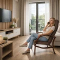 08_Fotel-do-apartamentu-Lumo-młoda-kobieta-rozmawia-przez-telefon-na-fotelu-Mibrameble.jpg