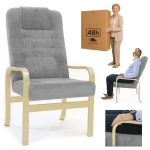 FOTEL DLA SENIORA Grande comfort - SZARY + BUK - WYSYŁKA 48h - Fotel Finka do salonu