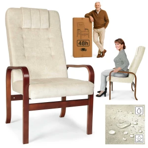 FOTEL DLA SENIORA Grande comfort - BEŻOWY - WYSYŁKA 48h - Fotel Finka do salonu