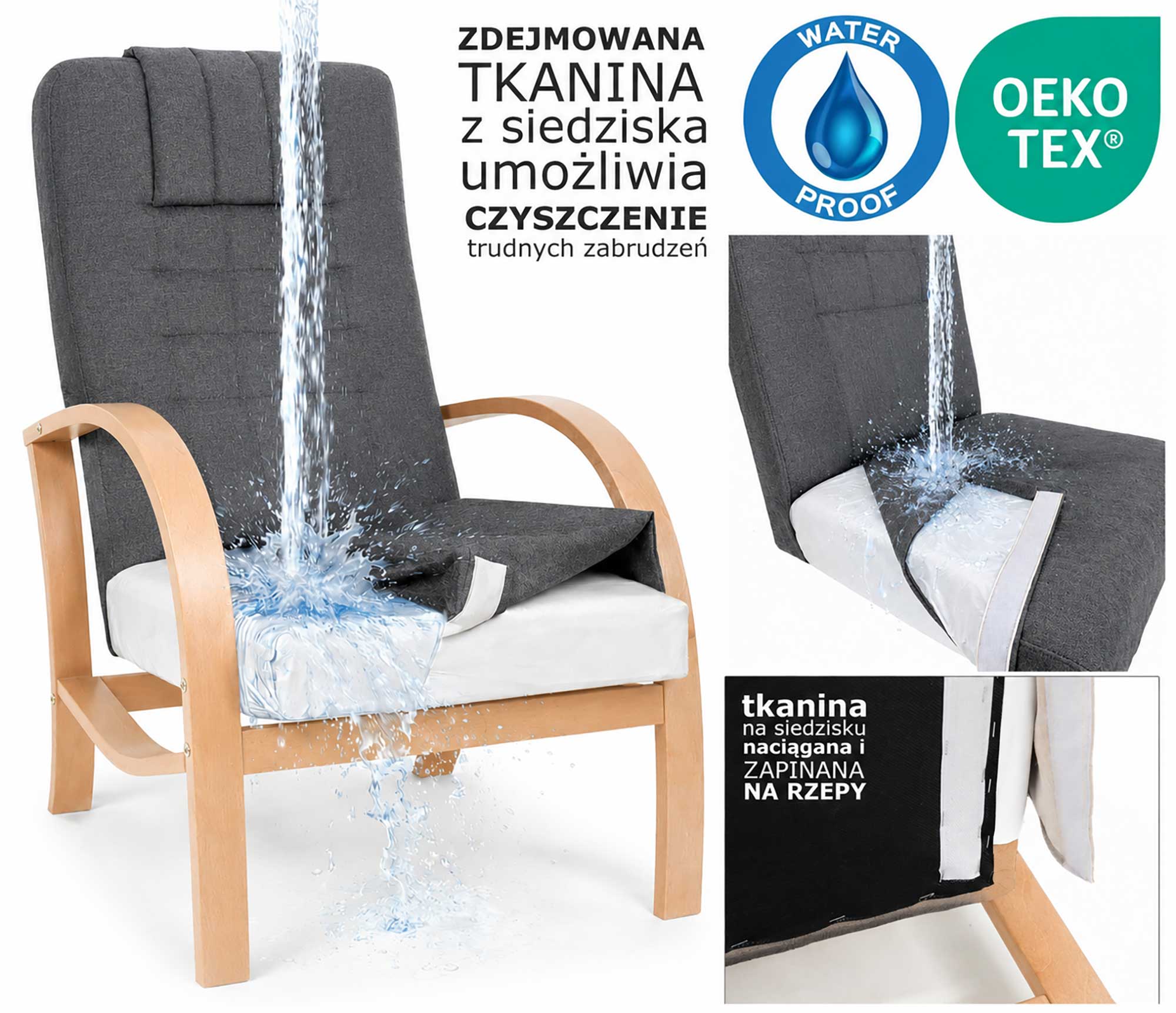 Fotel dla seniora Lumo z folią medyczną w siedzisku